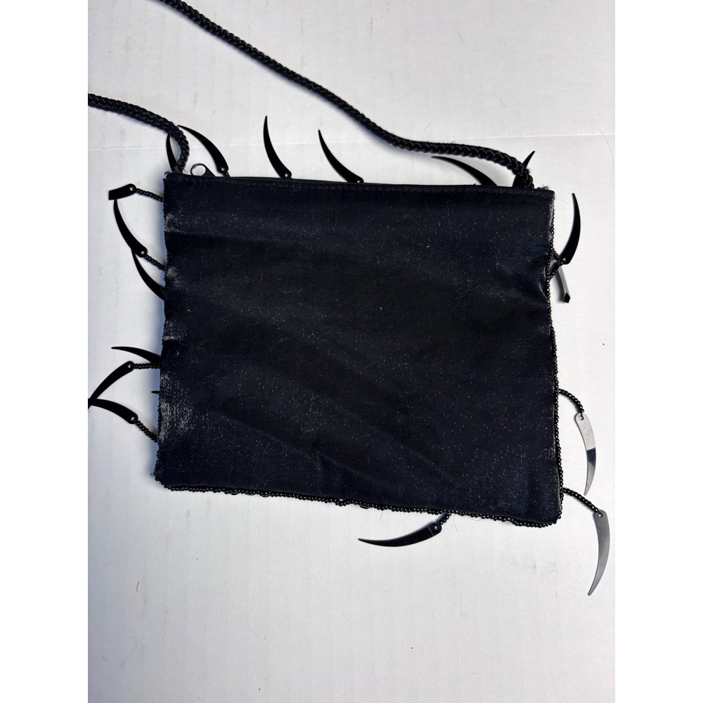 Jessica McClintock Black Sequin‎ Fringe Evening Bag Purse - Picture 3 of 7